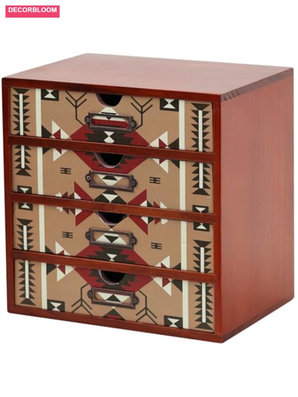 Boho Navajo Wooden Desk Organizer with Drawers – 4-Drawer Desktop Storage – - Picture 1 of 6